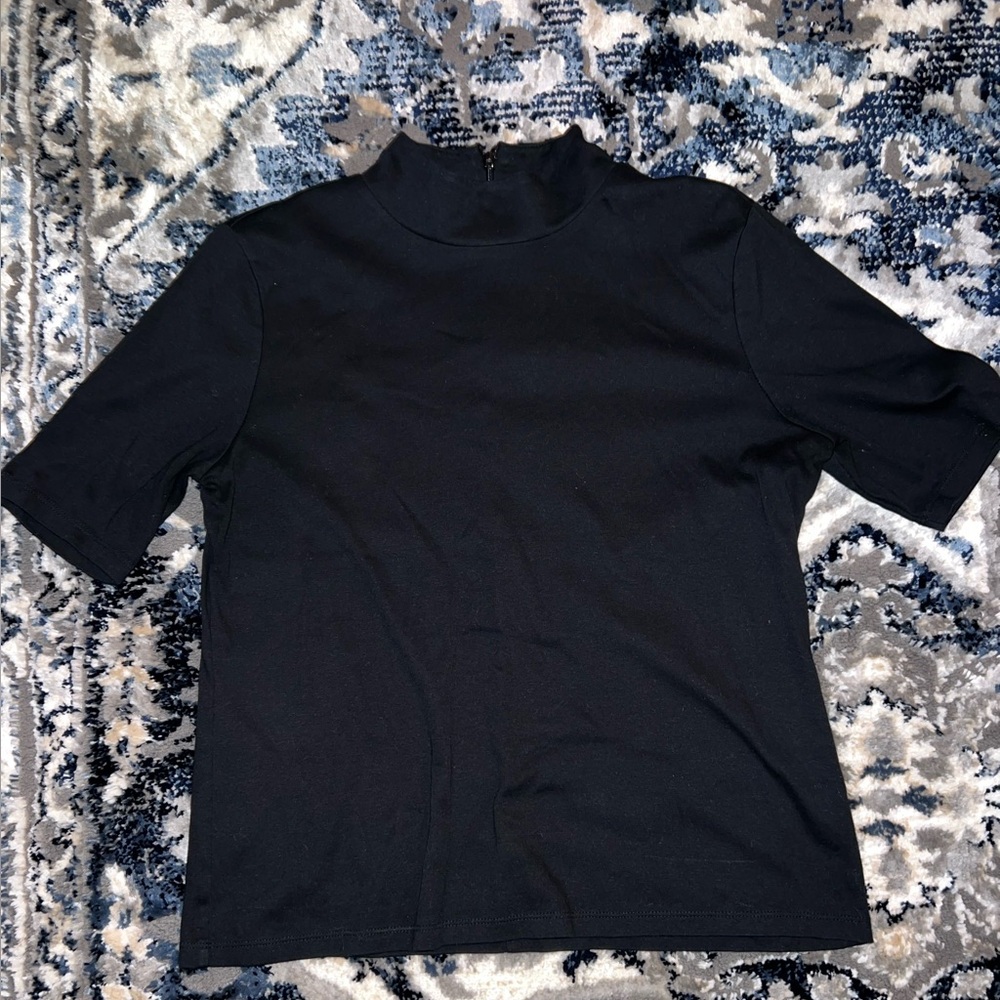 Talbots Short Sleeve Black Turtleneck Shirt